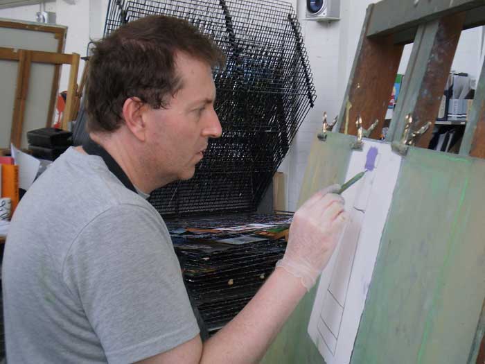 Julian Martin in the Studio, working on a new masterpiece
